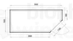 Plattegrond Woodford houtskeletbouw tuinhuis Bennington Economy Corner 350x150
