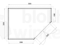 Plattegrond Woodford houtskeletbouw tuinhuis Bennington Economy Corner 350x250