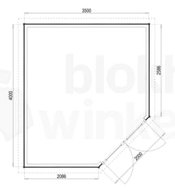 Plattegrond Woodford houtskeletbouw tuinhuis Bennington Economy Corner 350x400