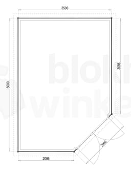 Plattegrond Woodford houtskeletbouw tuinhuis Bennington Economy Corner 350x500