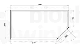 Plattegrond Woodford houtskeletbouw tuinhuis Bennington Economy Corner 400x200
