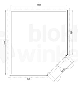 Plattegrond Woodford houtskeletbouw tuinhuis Bennington Economy Corner 400x450