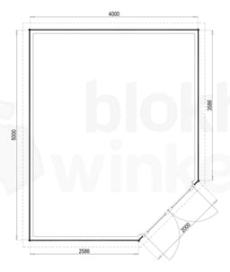 Plattegrond Woodford houtskeletbouw tuinhuis Bennington Economy Corner 400x500