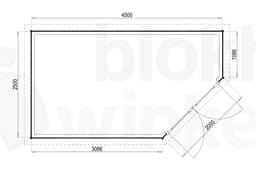 Plattegrond Woodford houtskeletbouw tuinhuis Bennington Economy Corner 450x250
