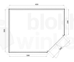 Plattegrond Woodford houtskeletbouw tuinhuis Bennington Economy Corner 450x350