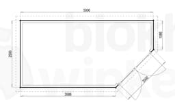 Plattegrond Woodford houtskeletbouw tuinhuis Bennington Economy Corner 500x250