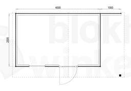 Plattegrond Woodford houtskeletbouw tuinhuis Bridgeport 400x250