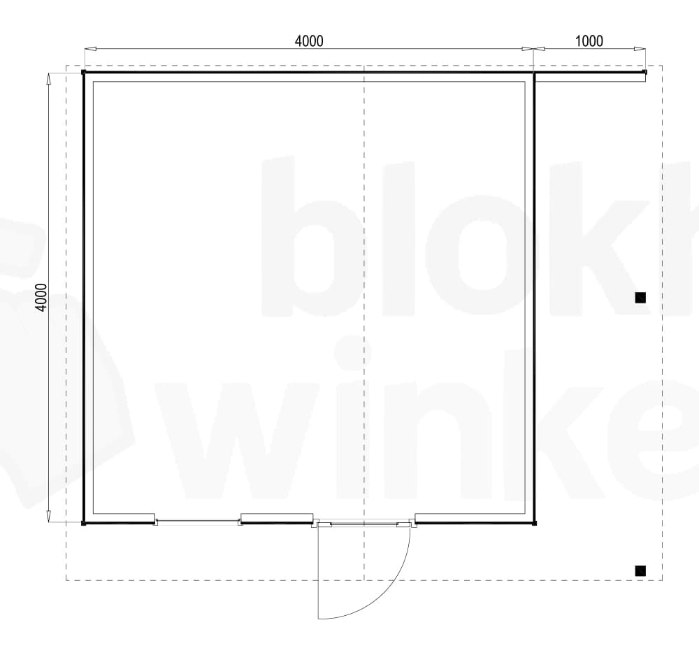 Plattegrond Woodford houtskeletbouw tuinhuis Bridgeport 400x400 Plattegrond Woodford houtskeletbouw tuinhuis Bridgeport 400x400