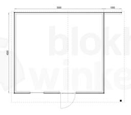 Plattegrond Woodford houtskeletbouw tuinhuis Bridgeport 500x450