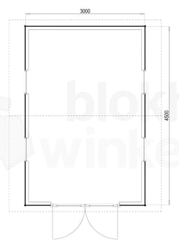 Plattegrond Woodford houtskeletbouw tuinhuis Burlington 300x450