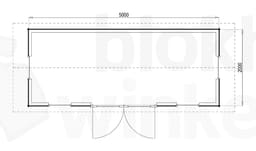 Plattegrond Woodford houtskeletbouw tuinhuis Burlington 500x200