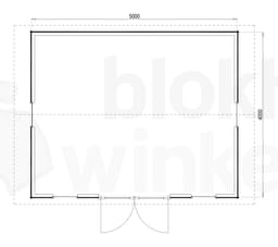 Plattegrond Woodford houtskeletbouw tuinhuis Burlington 500x400