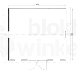 Plattegrond Woodford houtskeletbouw tuinhuis Burlington 500x450