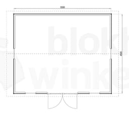 Plattegrond Woodford houtskeletbouw tuinhuis Burlington 550x450