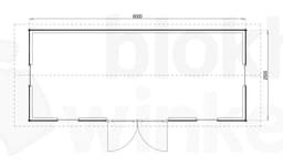 Plattegrond Woodford houtskeletbouw tuinhuis Burlington 600x250