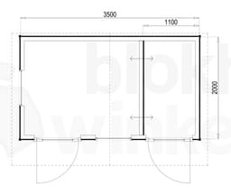Plattegrond Woodford houtskeletbouw tuinhuis Cardiff 350x200
