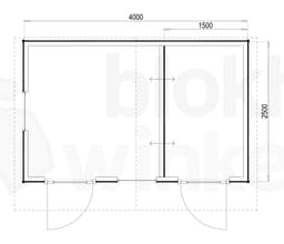 Plattegrond Woodford houtskeletbouw tuinhuis Cardiff 400x250
