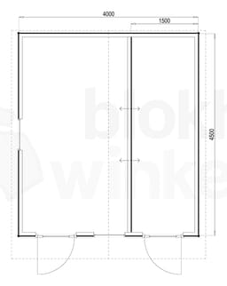 Plattegrond Woodford houtskeletbouw tuinhuis Cardiff 400x450