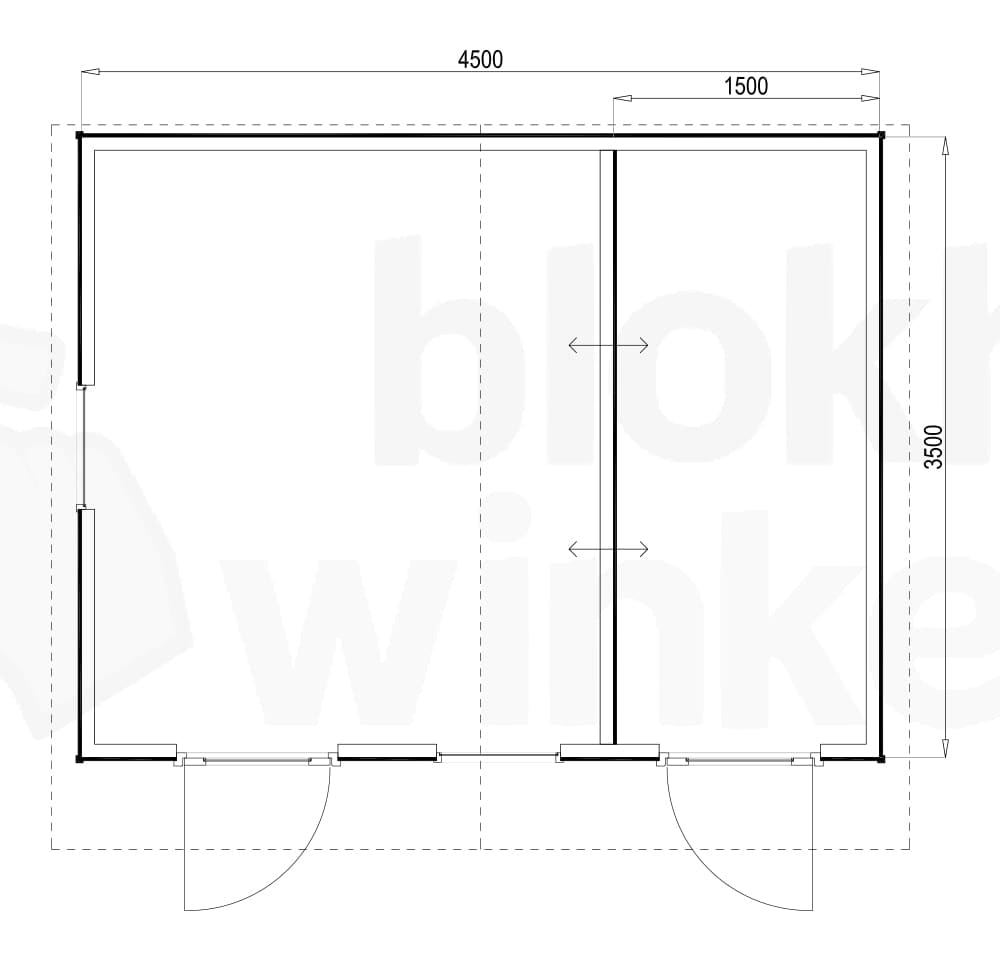 Plattegrond Woodford houtskeletbouw tuinhuis Cardiff 450x350 Plattegrond Woodford houtskeletbouw tuinhuis Cardiff 450x350