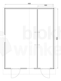 Plattegrond Woodford houtskeletbouw tuinhuis Cardiff 450x550