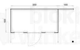 Plattegrond Woodford houtskeletbouw tuinhuis Chicago 300x150
