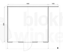 Plattegrond Woodford houtskeletbouw tuinhuis Chicago 400x350