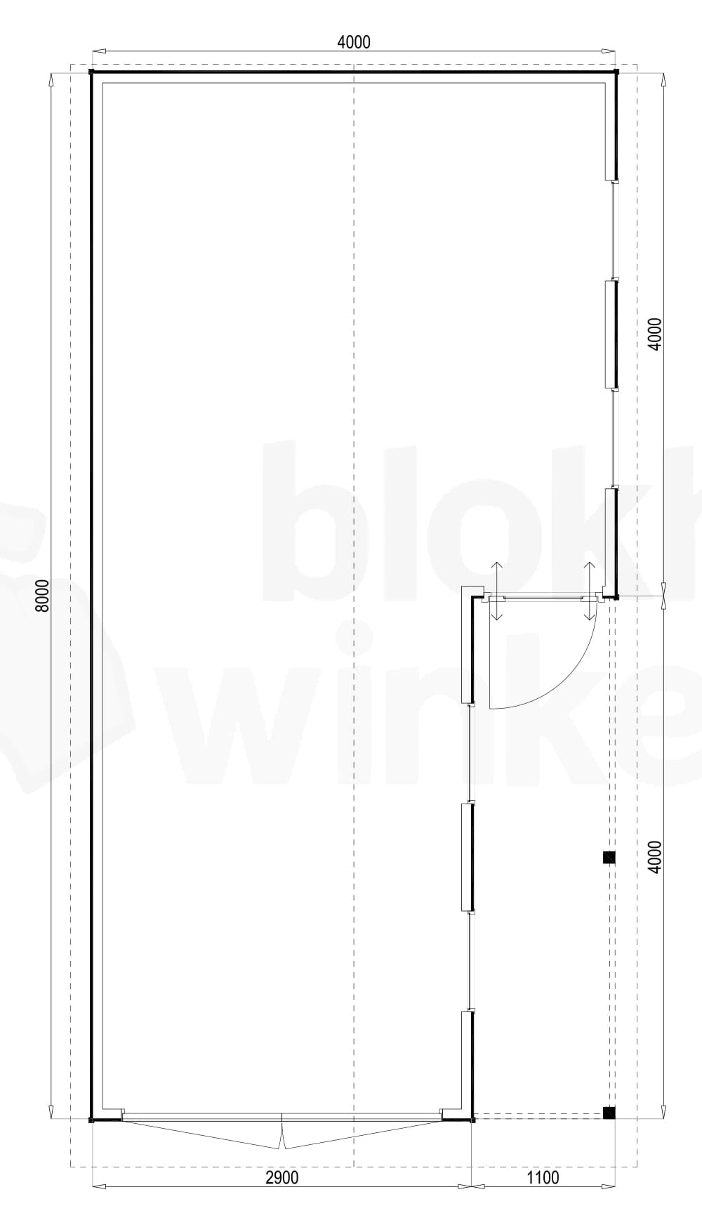 Plattegrond Woodford houtskeletbouw garage Huntsville 400x800 Plattegrond Woodford houtskeletbouw garage Huntsville 400x800