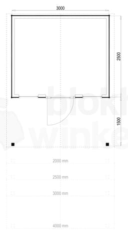 Plattegrond Woodford houtskeletbouw tuinhuis Kansas City 300x250
