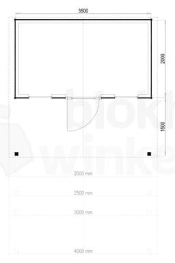 Plattegrond Woodford houtskeletbouw tuinhuis Kansas City 350x200