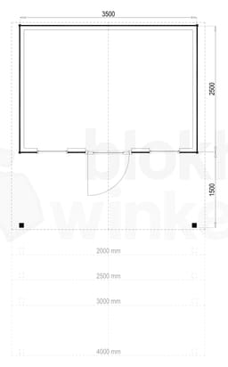 Plattegrond Woodford houtskeletbouw tuinhuis Kansas City 350x250