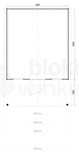 Plattegrond Woodford houtskeletbouw tuinhuis Kansas City 350x400