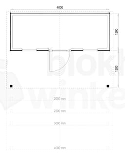 Plattegrond Woodford houtskeletbouw tuinhuis Kansas City 400x150