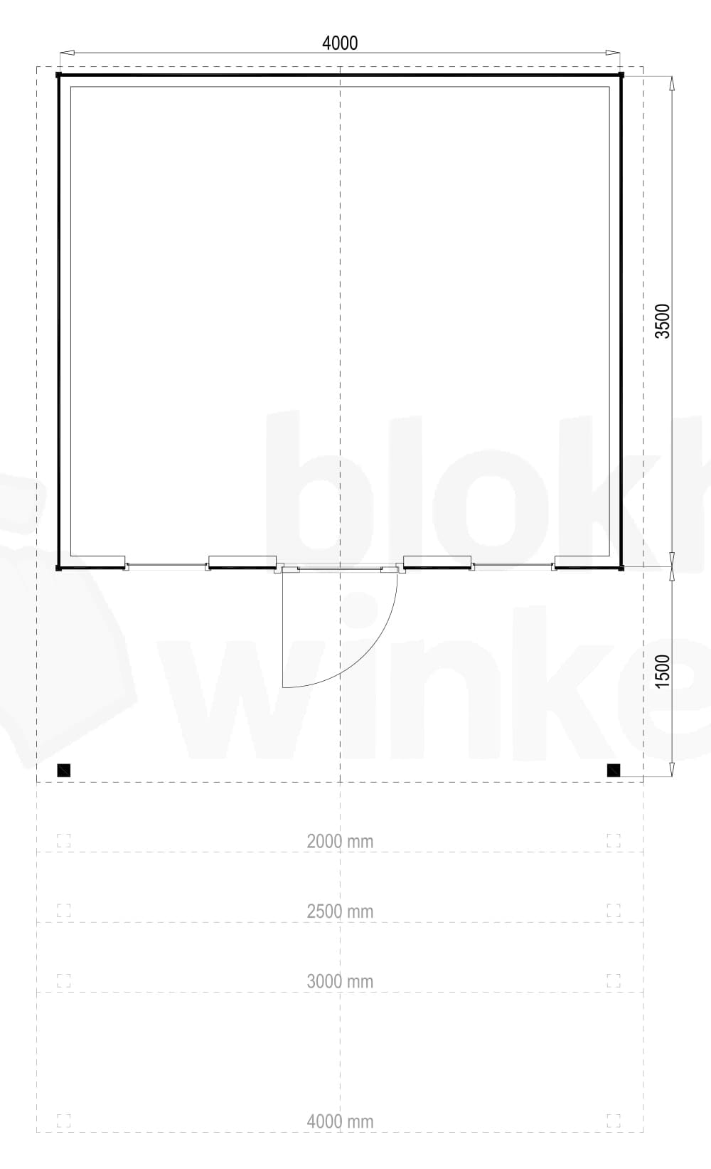 Plattegrond Woodford houtskeletbouw tuinhuis Kansas City 400x350 Plattegrond Woodford houtskeletbouw tuinhuis Kansas City 400x350