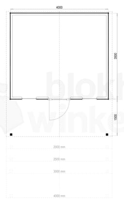 Plattegrond Woodford houtskeletbouw tuinhuis Kansas City 400x350