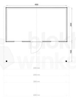 Plattegrond Woodford houtskeletbouw tuinhuis Kansas City 450x250