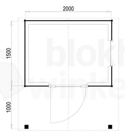 Plattegrond Woodford houtskeletbouw tuinhuis Lexington 200x150