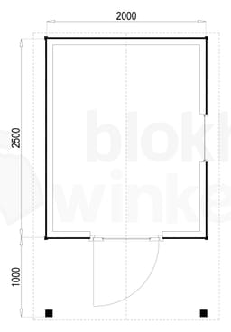 Plattegrond Woodford houtskeletbouw tuinhuis Lexington 200x250