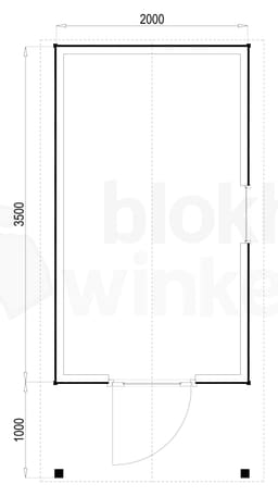 Plattegrond Woodford houtskeletbouw tuinhuis Lexington 200x350