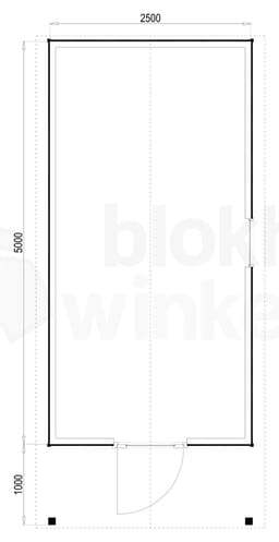 Plattegrond Woodford houtskeletbouw tuinhuis Lexington 250x500