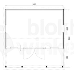Plattegrond Woodford houtskeletbouw tuinhuis Norwich 450x450