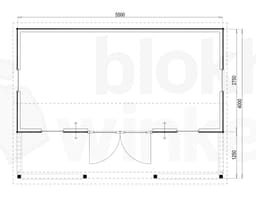 Plattegrond Woodford houtskeletbouw tuinhuis Norwich 550x400