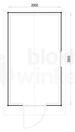 Plattegrond Woodford houtskeletbouw tuinhuis Portland 200x350
