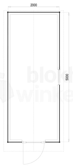 Plattegrond Woodford houtskeletbouw tuinhuis Portland 200x500