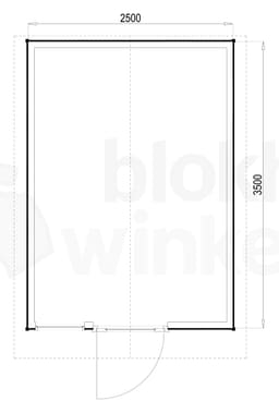 Plattegrond Woodford houtskeletbouw tuinhuis Portland 250x350