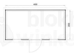 Plattegrond Woodford houtskeletbouw tuinhuis Prescott 400x200