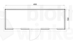 Plattegrond Woodford houtskeletbouw tuinhuis Prescott 450x150