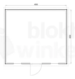 Plattegrond Woodford houtskeletbouw tuinhuis Prescott 450x400