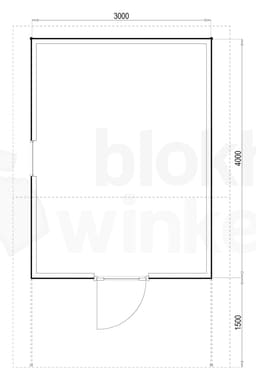 Plattegrond Woodford houtskeletbouw tuinhuis Sacramento 300x400