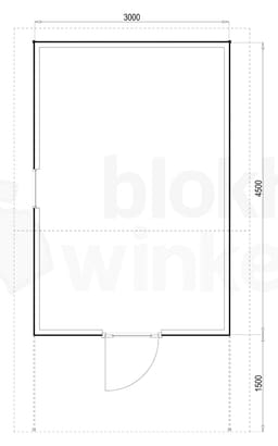 Plattegrond Woodford houtskeletbouw tuinhuis Sacramento 300x450