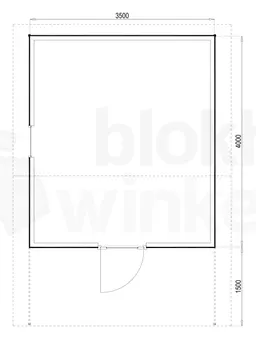 Plattegrond Woodford houtskeletbouw tuinhuis Sacramento 350x400